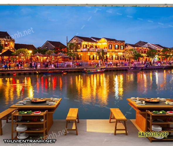 Tranh dán tường phố cổ Hội AnHA260319-28P - Tranh tường chất lượng cao